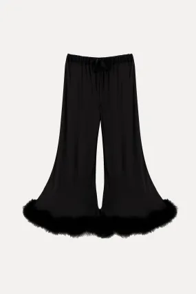 Black Boudoir Pants with Feathers