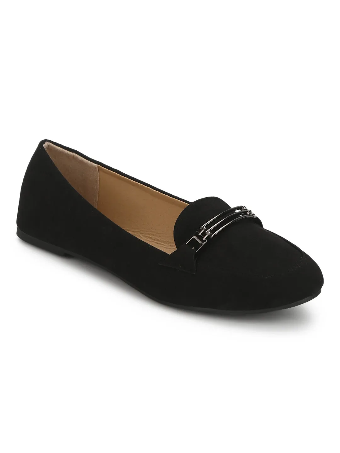 Black Chain Loafer Flats