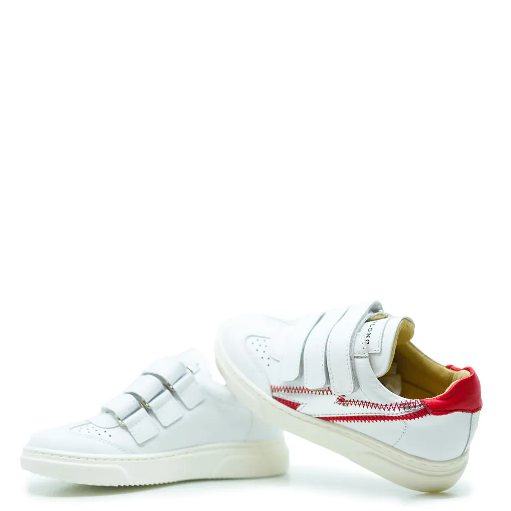 Blublonc White and Red Lightning Sneaker