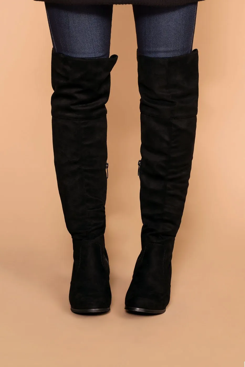 Dublin Black Block Heel Over The Knee Boots