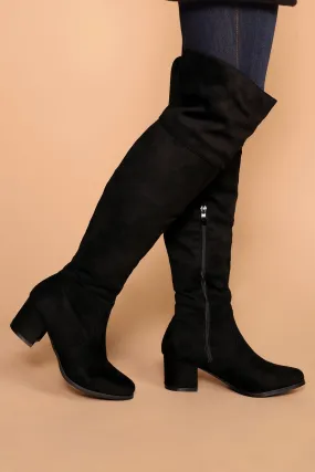 Dublin Black Block Heel Over The Knee Boots