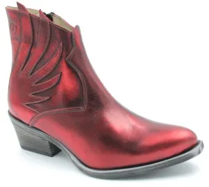 Metallic Red Winged Boots