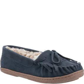 Navy Addy Suede Slippers