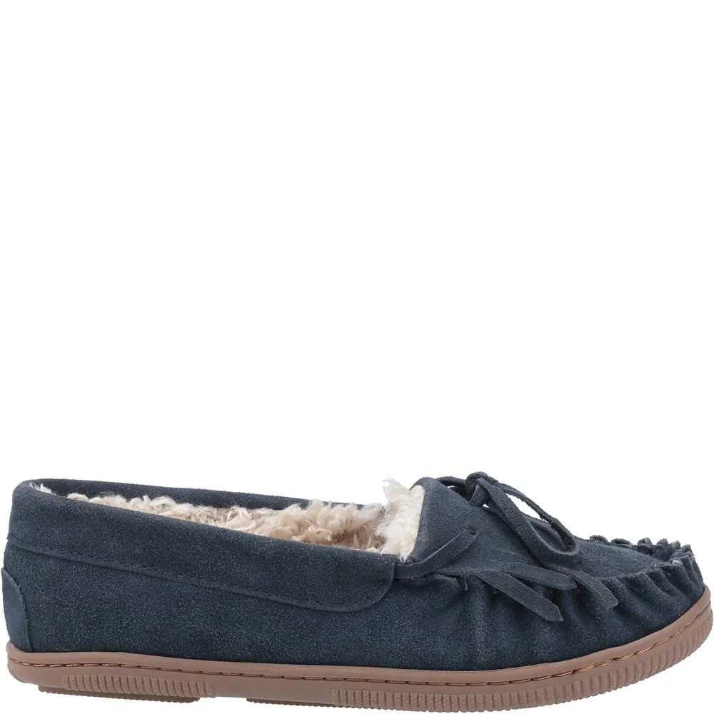 Navy Addy Suede Slippers